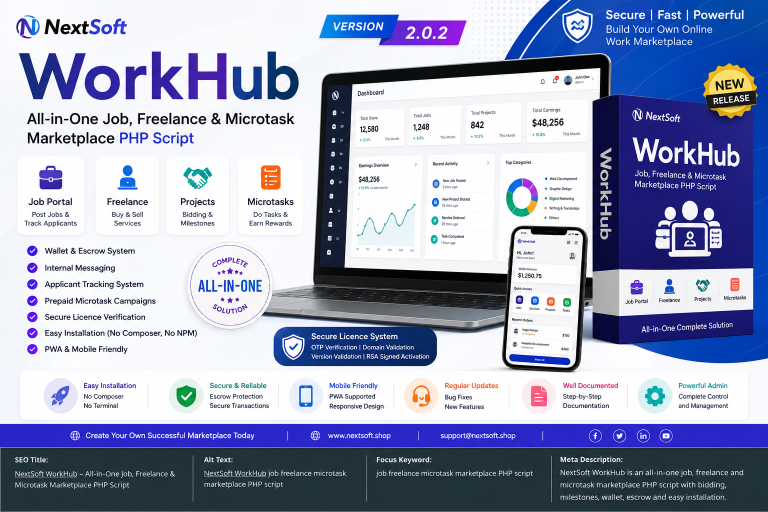 NextSoft WorkHub – All-in-One Job, Freelance & Microtask Marketplace PHP Script